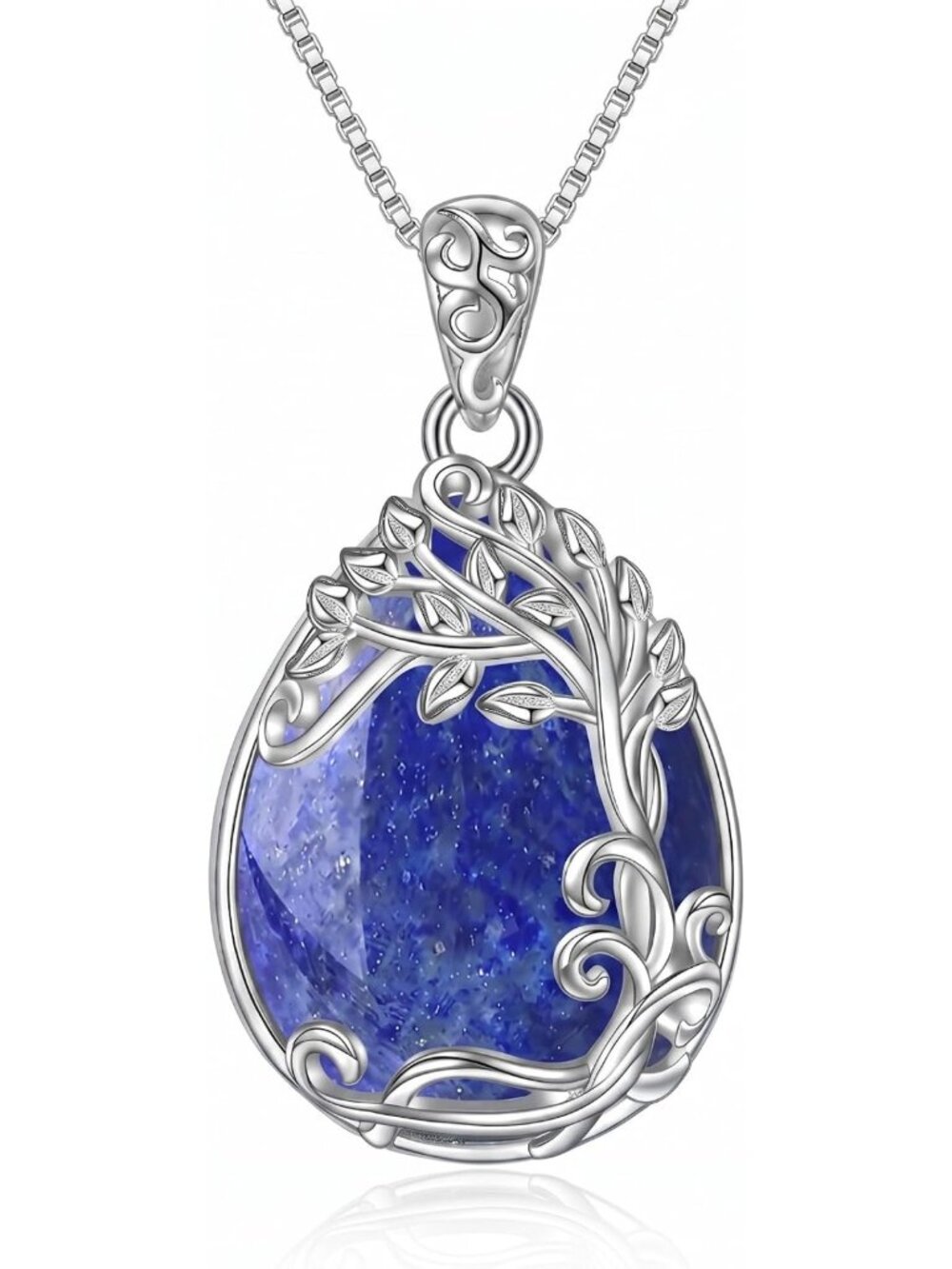 Moonstone Teardrop Necklace for Women - Tree of Life Filigree Birthstone Jewelry